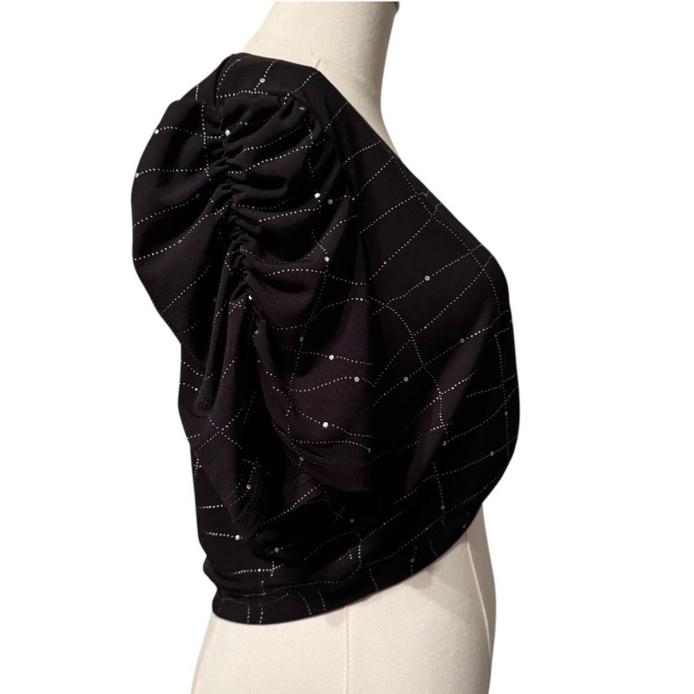 Love Tease Black Bolero Cardigan Sweater Top with Silver Detail XL - Picture 5 of 7